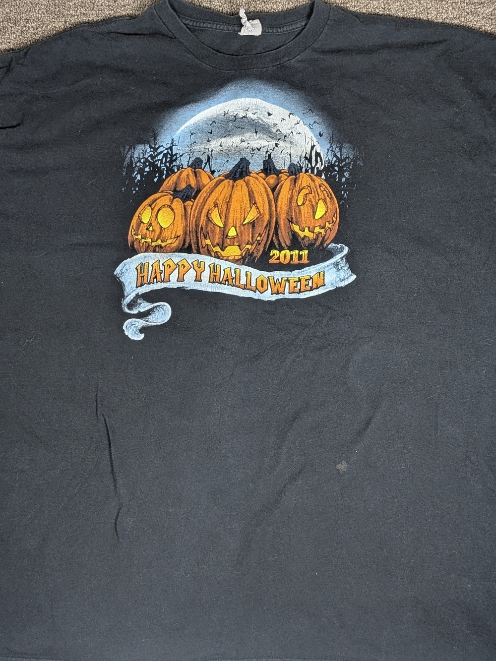 2011 Happy Halloween T-Shirt 3XL Black Delta Pro Weight Pumpkins Spooky
